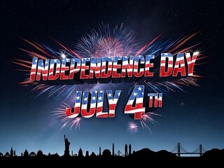 Spectacular Fourth of July Celebration with Fireworks and Iconic Cityscape Silhouette