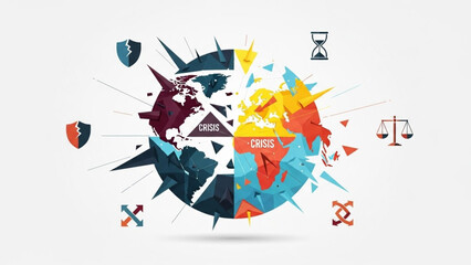 World Divided by War and Political Crisis VS Concept Vector