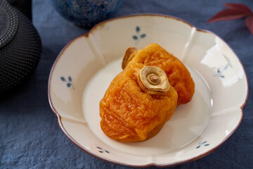 干し柿の茶菓子