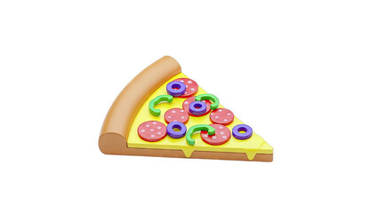 3D Rendered Slice of Pizza with Pepperoni and Olives