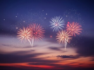 Spectacular Fireworks Display Illuminating the Evening Sky with Colorful Bursts