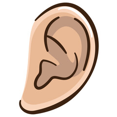 聴覚や健康をイメージした人間の耳のシンプルなベクターイラスト