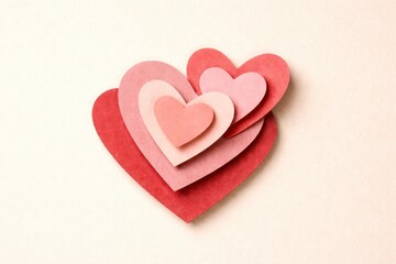Fototapeta premium A heart made of paper with three layers of hearts on top of each other