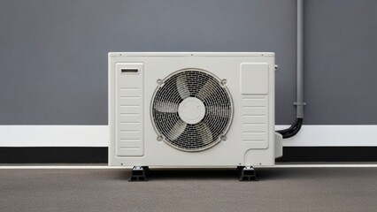 Modern Air Conditioner Unit Grey Wall with White Trim, and Clean Aesthetics.