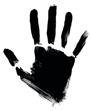 Grunge style illustration of a handprint depicting a textured mark for creative design projects
