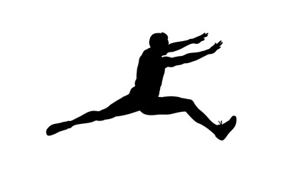 Man Jumping in Dynamic Silhouette Pose.