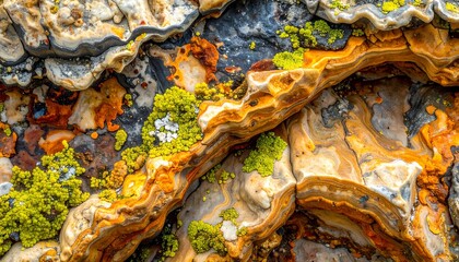 Lichen-Covered Rock Formation, Abstract Texture