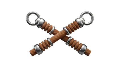 Crossed Rope Cords with Metal Rings and Loops