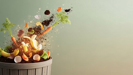 Vibrant organic waste composting in wooden barrel efficiently