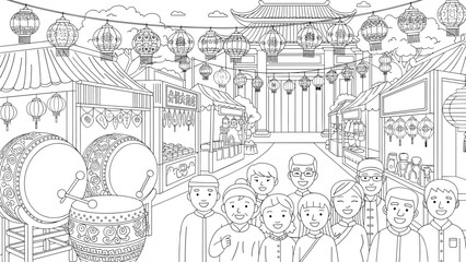 Obraz premium A diverse group of children and adults celebrating a cultural festival together, Generative AI.