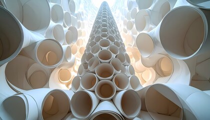 Abstract White Cylindrical Structure: Modern Architecture and Design