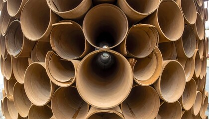 Stack of Cardboard Tubes for Recycling or Industrial Use
