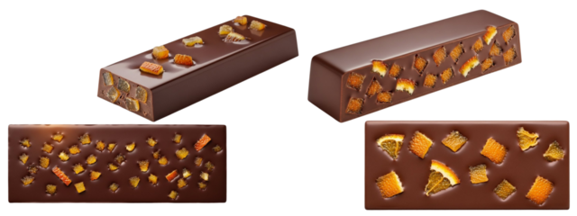 Four Dark Chocolate Bars with Dried Fruit, Decadent Gourmet Dessert Stock Image