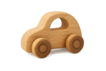 Wooden toy car for children playing ecology concept