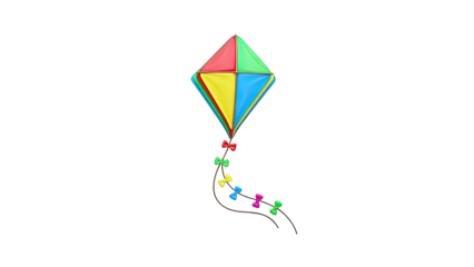 Colorful Diamond Kite with Bow Tail