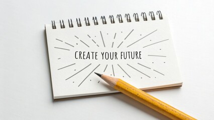 Notebook with 'Create Your Future' message and pencil