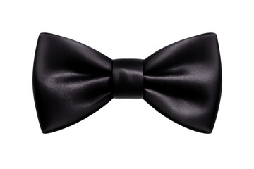 Black bow tie crafted from smooth silk satin, a stylish accessory for men's formal wear, adding elegance to special occasions. Transparent background