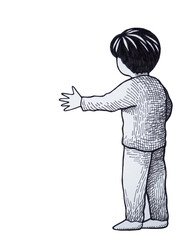 sad boy cry love care hug heart pain unhappy depression problem emotion feeling child mind mental spiritual health emotion feeling art design illustration hand drawing black white isolated background