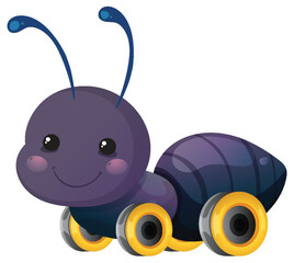 Cute Cartoon Ant Toy with Wheels and Smile