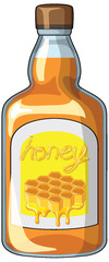 Glass Honey Bottle with Honeycomb Label Illustration