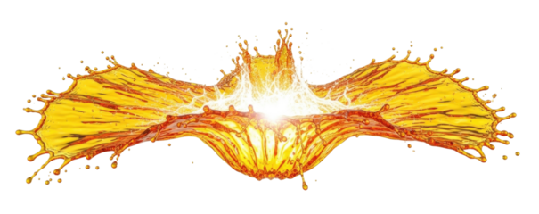 3d yellow liquid splash bat shape transparent background cutout png