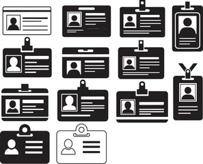 ID Card Badge Icon Set &ndash; Identification Card Vector Isolated on White