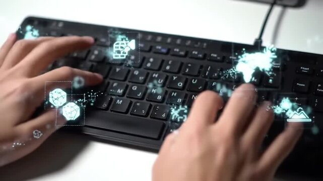female hands typing on a keyboard