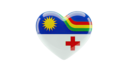 Heart-shaped symbol with Malaysian and Red Cross flags
