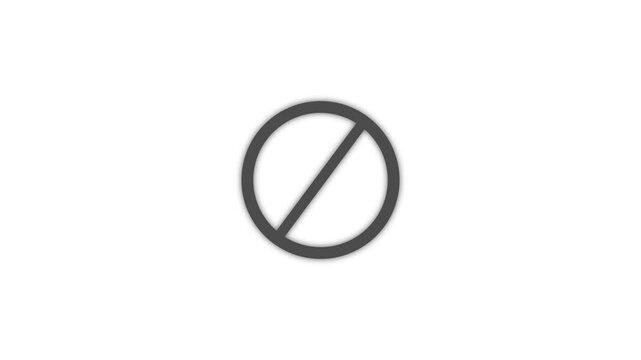 Abstract prohibited looped icon on white background. Dark black prohibited icon sign, Risk icon, Danger icon, No entry icon, Warning icon.