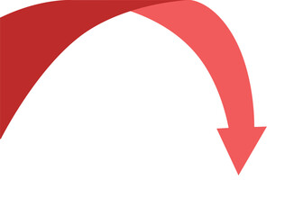 Red Business Arrow Curving Down After Rise Representing Sudden Loss and Market Crash
