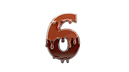 Number 6 Made of Dripping Chocolate