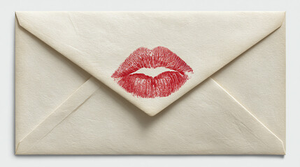A romantic envelope sealed with a kiss, perfect for expressing love and affection