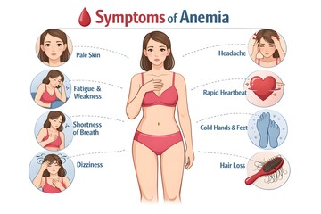 Pale Skin Symptoms of Anemia Human Figure medical vector 