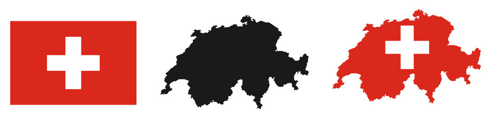 Switzerland map and flag vector illustration