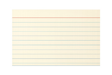 Blank lined index card with red rule
