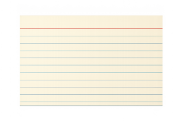 Blank lined index card with red rule