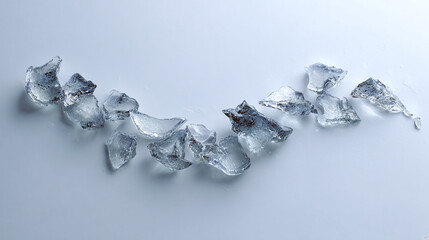 The collection of ice fragments creating a wave shape