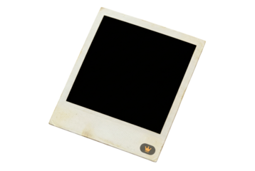 Vintage Polaroid photo with blank black image in retro style with warm faded color on textured border for nostalgic decor