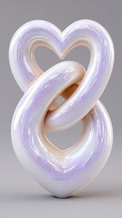 Intertwined Hearts Sculpture Iridescent Pearlescent Finish Soft Lighting Studio Shot