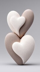 Two Chocolate Heart Shaped Cookies Stacked With Powdered Sugar Coating Isolated On Gray Background