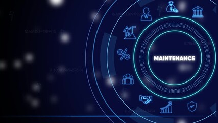 Maintenance concept with glowing blue and on dark background with bokeh lights business finance and technology - Powered by Adobe