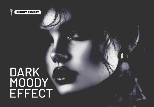Dark Moody Portrait Photo Effect Template with Cinematic Shadows