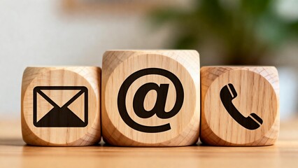 Wooden cubes with communication symbols