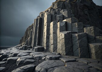 Dark Basalt Stone Texture With Smooth And Rough Balance