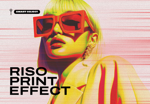 Grunge Risoprint Photo Effect Mockup