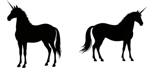 Fototapeta premium ユニコーン 馬 生き物 動物 イラスト シルエット