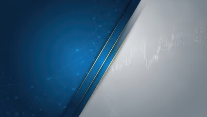 Abstract Blue and Gray Background with Financial Chart Overlay