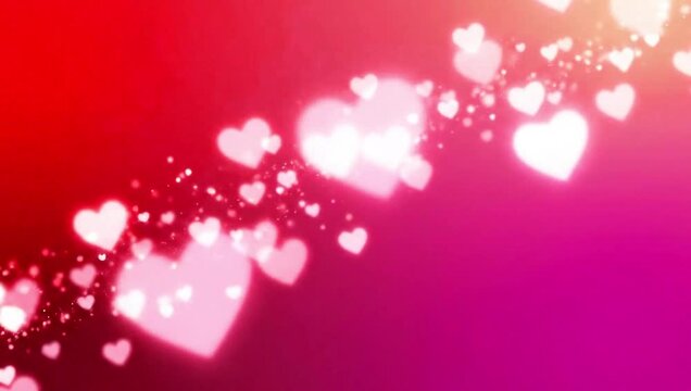 Floating Pink and Red Hearts Romantic Valentine Background