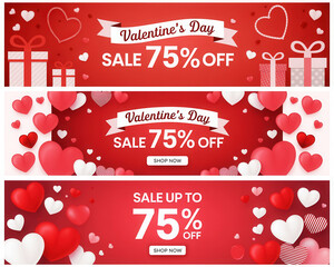 Valentine's day sale 75% off banners