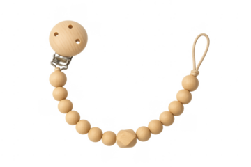Wooden baby pacifier chain with clip and beads